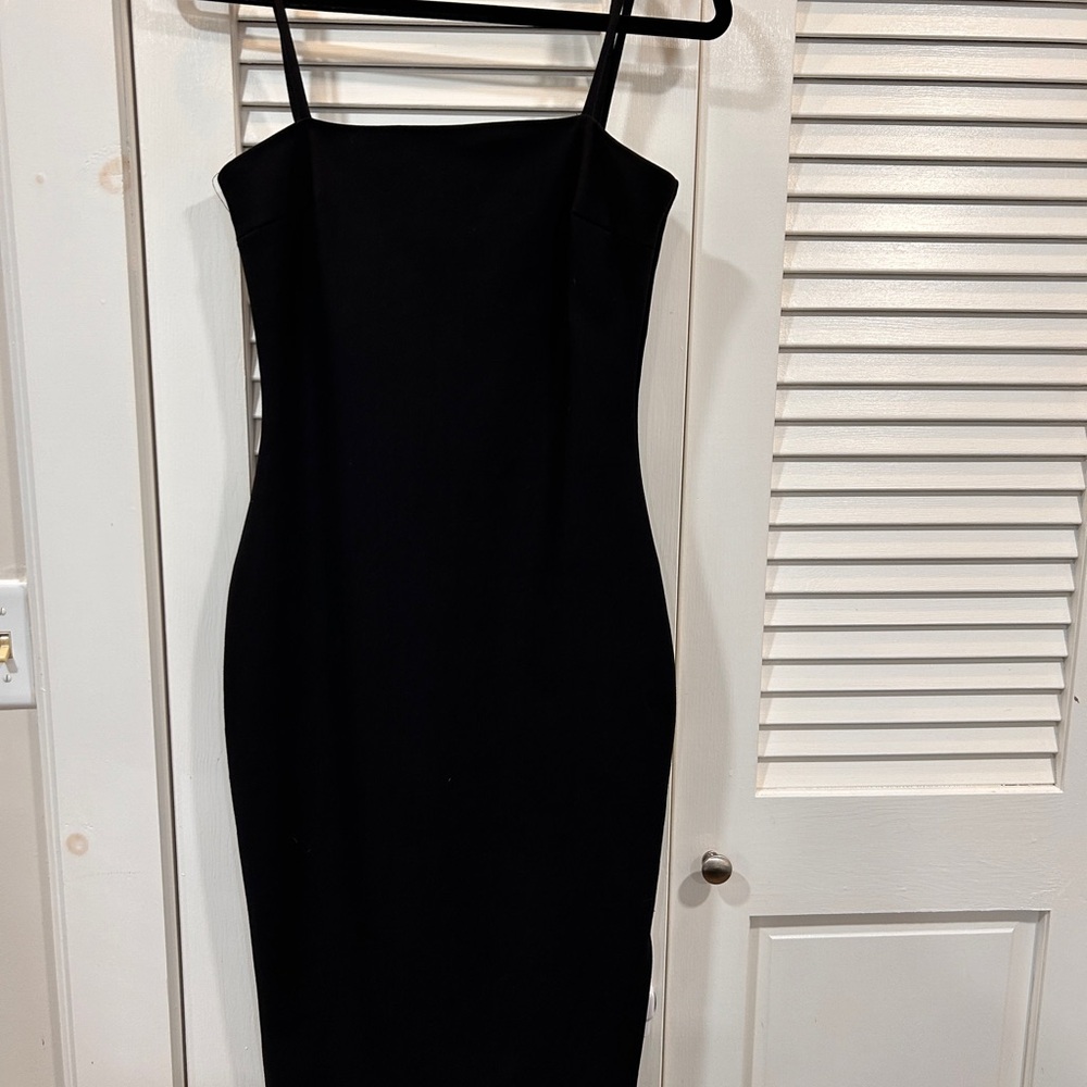 Lulu's Black Bodycon Midi Dress Spaghetti Strap